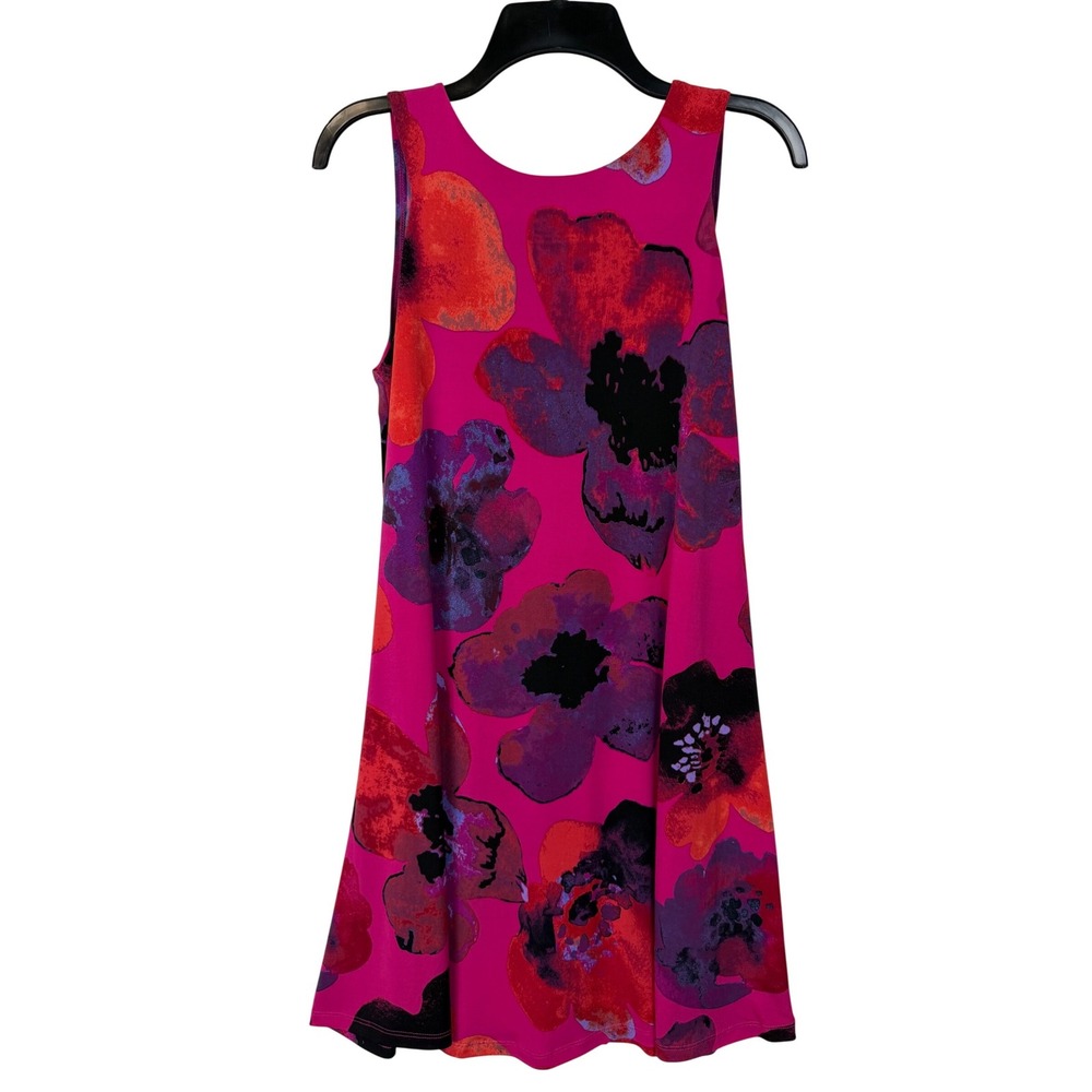 Clara Sunwoo Floral Shift Dress Womens XS Pink Sleeveless Mini A-Line Stretch